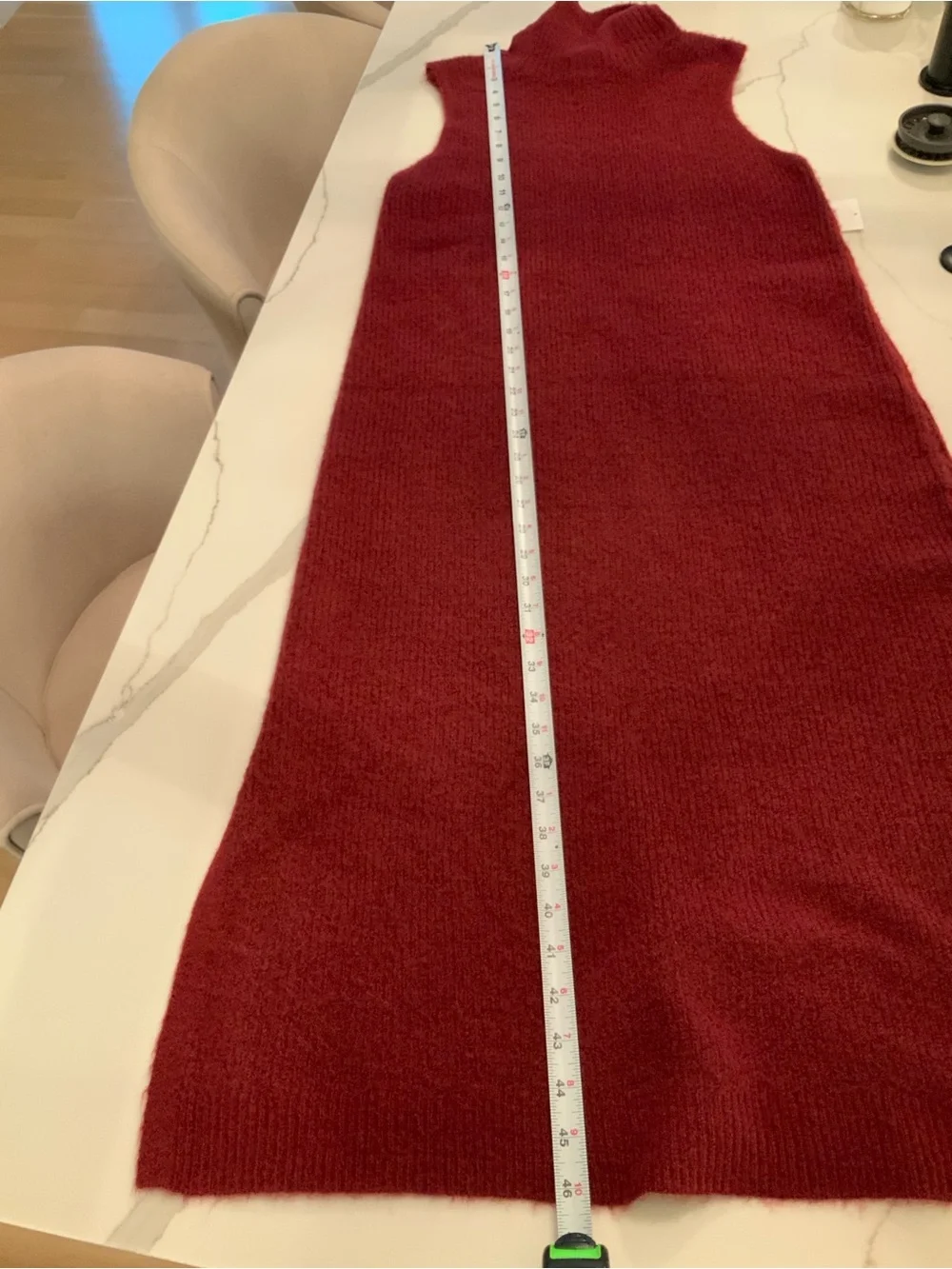 Karen Kane Sleeveless Turtleneck Sweater Midi Dress M Wine Measures for Medium